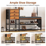 Itaar | Coat Rack Hall Tree with Bench and Shoe Storage 7 in 1 Entryway Bench with Soft Cushion Storage Bag 3 Fabric Drawers
