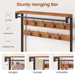 Itaar | Coat Rack Hall Tree with Bench and Shoe Storage 7 in 1 Entryway Bench with Soft Cushion Storage Bag 3 Fabric Drawers