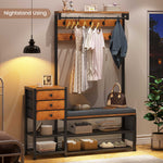 Itaar | Coat Rack Hall Tree with Bench and Shoe Storage 7 in 1 Entryway Bench with Soft Cushion Storage Bag 3 Fabric Drawers