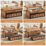 Itaar | Lift Top Coffee Table Set 43 Inch Multi-Function Coffee Table with Storage Drawers and Hidden Compartment