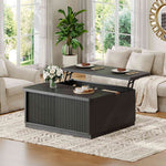 Itaar | 39.4 Inch Lift Top Coffee Table with Storage Fluted Coffee Tables for Living Room Square Coffee Table with Large Hidden Compartment