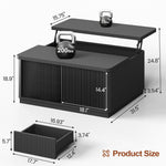 Itaar | 39.4 Inch Lift Top Coffee Table with Storage Fluted Coffee Tables for Living Room Square Coffee Table with Large Hidden Compartment