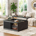 Itaar | 39.4 Inch Lift Top Coffee Table with Storage Fluted Coffee Tables for Living Room Square Coffee Table with Large Hidden Compartment