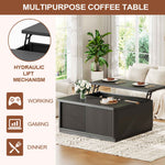 Itaar | 39.4 Inch Lift Top Coffee Table with Storage Fluted Coffee Tables for Living Room Square Coffee Table with Large Hidden Compartment