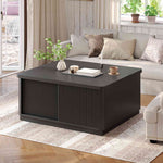 Itaar | 39.4 Inch Lift Top Coffee Table with Storage Fluted Coffee Tables for Living Room Square Coffee Table with Large Hidden Compartment