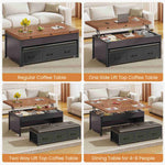 Itaar | Lift Top Coffee Table Set 43 Inch Multi-Function Coffee Table with Storage Drawers and Hidden Compartment