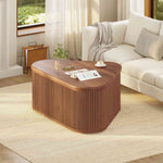 Itaar | Fluted Coffee Table with Storage Mid Century Modern Center Table Coffee Table for Living Room Apartment Small Space