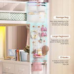 Itaar | Twin Loft Bed with L-Shaped Desk 8 Storage Drawers Metal Kids Twin Loft Bed with Led Lights Charging Station Hall Tree