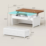 Itaar | Lift Top Coffee Table Set 43 Inch Multi-Function Coffee Table with Storage Drawers and Hidden Compartment