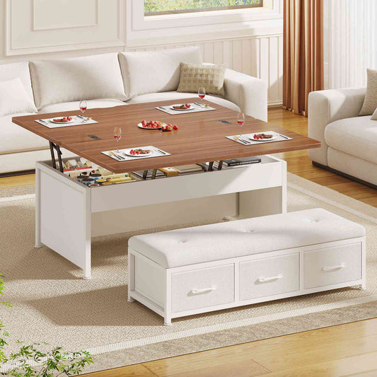 Itaar | Lift Top Coffee Table Set 43 Inch Multi-Function Coffee Table with Storage Drawers and Hidden Compartment