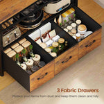 Itaar | Bakers Rack with Storage and Power Outlet 35.4 inch Coffee Bar Cabinet Microwave Stand Kitchen Cabinet with Hutch LED Lights