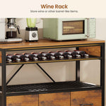 Itaar | Bakers Rack with Storage and Power Outlet 35.4 inch Coffee Bar Cabinet Microwave Stand Kitchen Cabinet with Hutch LED Lights