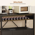 Itaar | Bakers Rack with Storage and Power Outlet 35.4 inch Coffee Bar Cabinet Microwave Stand Kitchen Cabinet with Hutch LED Lights