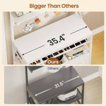 Itaar | Bakers Rack with Storage and Power Outlet 35.4 inch Coffee Bar Cabinet Microwave Stand Kitchen Cabinet with Hutch LED Lights