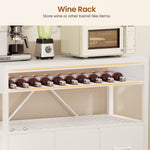 Itaar | Bakers Rack with Storage and Power Outlet 35.4 inch Coffee Bar Cabinet Microwave Stand Kitchen Cabinet with Hutch LED Lights
