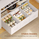 Itaar | Bakers Rack with Storage and Power Outlet 35.4 inch Coffee Bar Cabinet Microwave Stand Kitchen Cabinet with Hutch LED Lights