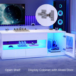 Itaar | 39.4 Inch Lift Top Coffee Table with 2 Drawers Modern LED Coffee Tables for Living Room Coffee Table with Glass Storage Cabinet