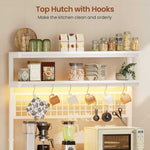 Itaar | Bakers Rack with Storage and Power Outlet 35.4 inch Coffee Bar Cabinet Microwave Stand Kitchen Cabinet with Hutch LED Lights