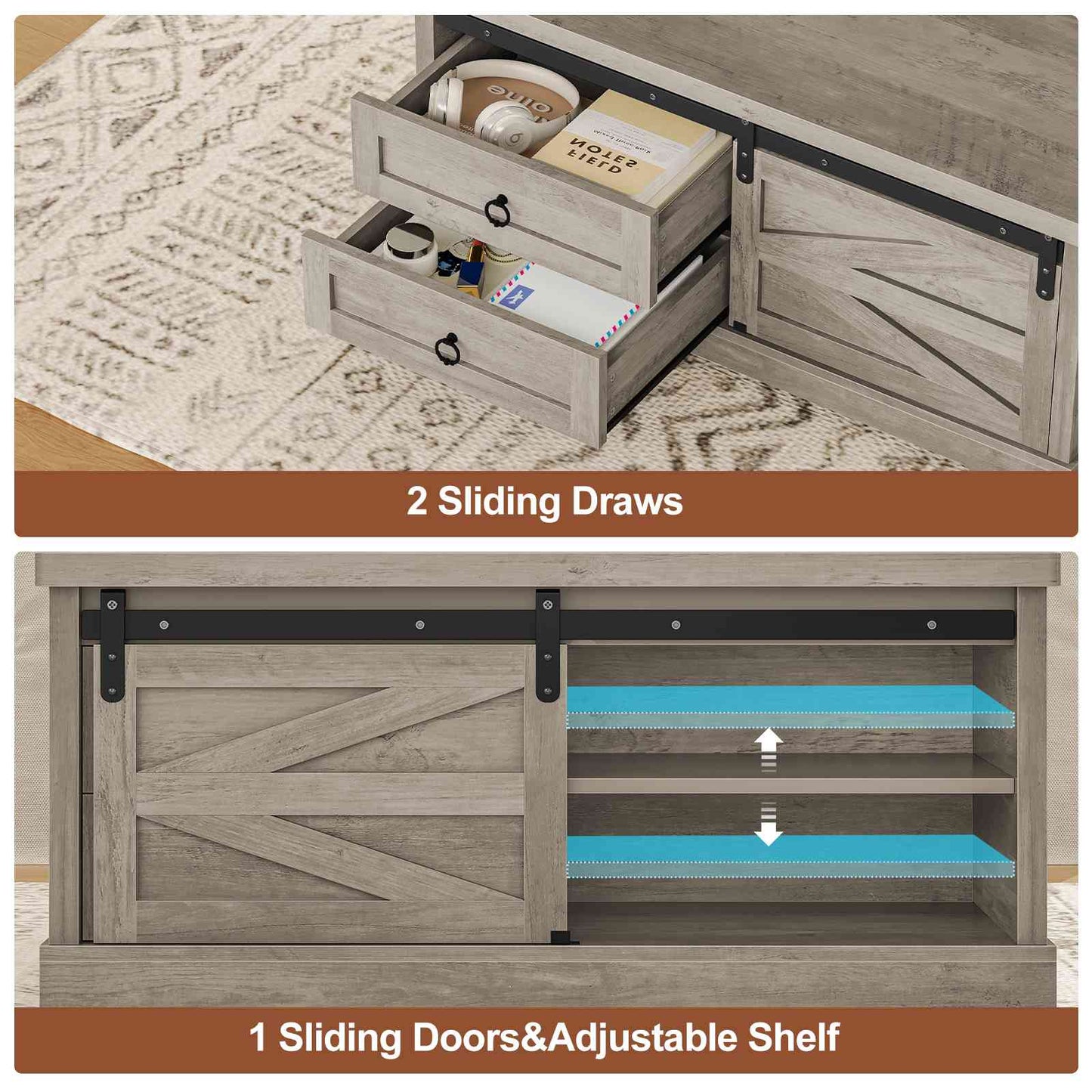 Itaar | 39.4 Inch Lift Top Coffee Table with Storage Farmhouse Coffee Tables for Living Room Square Coffee Table with Large Hidden Compartment