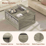 Itaar | 39.4 Inch Lift Top Coffee Table with Storage Farmhouse Coffee Tables for Living Room Square Coffee Table with Large Hidden Compartment
