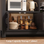 Itaar | 73 Inch Tall Arched Bakers Rack with Power Outlet and LED Light Farmhouse Coffee Bar Cabinet Kitchen Microwave Stand with Storage