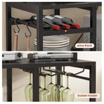 Itaar | Bakers Rack with Power Outlet and LED Light 47.2 Inch Microwave Stand with Storage Kitchen Coffee Bar Cabinet with Glass Door 4 Drawer