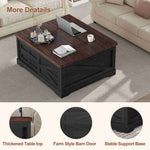 Itaar | 39.4 Inch Lift Top Coffee Table with Storage Farmhouse Coffee Tables for Living Room Square Coffee Table with Large Hidden Compartment