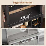 Itaar | 73 Inch Tall Arched Bakers Rack with Power Outlet and LED Light Farmhouse Coffee Bar Cabinet Kitchen Microwave Stand with Storage