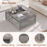 Itaar | 39.4 Inch Lift Top Coffee Table with Storage Farmhouse Coffee Tables for Living Room Square Coffee Table with Large Hidden Compartment