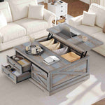 Itaar | 39.4 Inch Lift Top Coffee Table with Storage Farmhouse Coffee Tables for Living Room Square Coffee Table with Large Hidden Compartment