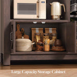Itaar | 73 Inch Tall Arched Bakers Rack with Power Outlet and LED Light Farmhouse Coffee Bar Cabinet Kitchen Microwave Stand with Storage
