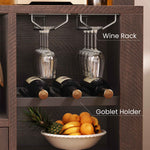 Itaar | 73 Inch Tall Arched Bakers Rack with Power Outlet and LED Light Farmhouse Coffee Bar Cabinet Kitchen Microwave Stand with Storage