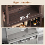 Itaar | 73 Inch Tall Arched Bakers Rack with Power Outlet and LED Light Farmhouse Coffee Bar Cabinet Kitchen Microwave Stand with Storage