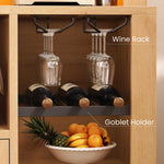 Itaar | 73 Inch Tall Arched Bakers Rack with Power Outlet and LED Light Farmhouse Coffee Bar Cabinet Kitchen Microwave Stand with Storage