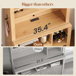 Itaar | 73 Inch Tall Arched Bakers Rack with Power Outlet and LED Light Farmhouse Coffee Bar Cabinet Kitchen Microwave Stand with Storage
