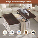 Itaar | 39.4 Inch Lift Top Coffee Table with Storage Farmhouse Coffee Tables for Living Room Square Coffee Table with Large Hidden Compartment