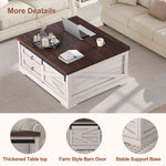 Itaar | 39.4 Inch Lift Top Coffee Table with Storage Farmhouse Coffee Tables for Living Room Square Coffee Table with Large Hidden Compartment