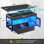 Itaar | 40 Inch Lift Top Coffee Table with Storage for Living Room 4 in 1 Table LED Expandable Coffee Table with 2 Fabric Drawers LED Light