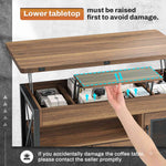 Itaar | 40 Inch Lift Top Coffee Table with Storage for Living Room 4 in 1 Table LED Expandable Coffee Table with 2 Fabric Drawers LED Light