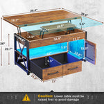 Itaar | 40 Inch Lift Top Coffee Table with Storage for Living Room 4 in 1 Table LED Expandable Coffee Table with 2 Fabric Drawers LED Light