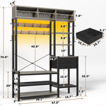 Itaar | Hall Tree with Bench and Shoe Storage 7 in 1 Entryway Bench with Coat Rack 3 Storage Cubbies 3 Open Shelves 17 Coat Hooks