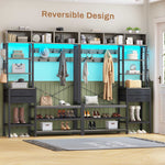 Itaar | Hall Tree with Bench and Shoe Storage 7 in 1 Entryway Bench with Coat Rack 3 Storage Cubbies 3 Open Shelves 17 Coat Hooks