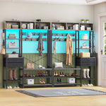 Itaar | Hall Tree with Bench and Shoe Storage 7 in 1 Entryway Bench with Coat Rack 3 Storage Cubbies 3 Open Shelves 17 Coat Hooks