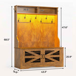 Itaar | Hall Tree with Bench and Shoe Storage 5 in 1 Entryway Bench with Coat Rack 10 Shoe Cubbies 9 Coat Hooks Barn Door Adjustable Shelf