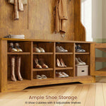 Itaar | Hall Tree with Bench and Shoe Storage 5 in 1 Entryway Bench with Coat Rack 10 Shoe Cubbies 9 Coat Hooks Barn Door Adjustable Shelf