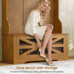 Itaar | Hall Tree with Bench and Shoe Storage 5 in 1 Entryway Bench with Coat Rack 10 Shoe Cubbies 9 Coat Hooks Barn Door Adjustable Shelf