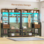 Itaar | Hall Tree with Bench and Shoe Storage 7 in 1 Entryway Bench with Coat Rack 3 Storage Cubbies 3 Open Shelves 17 Coat Hooks