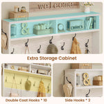 Itaar | Hall Tree with Bench and Shoe Storage 5 in 1 Entryway Bench with Coat Rack 10 Shoe Cubbies 9 Coat Hooks Barn Door Adjustable Shelf