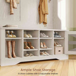 Itaar | Hall Tree with Bench and Shoe Storage 5 in 1 Entryway Bench with Coat Rack 10 Shoe Cubbies 9 Coat Hooks Barn Door Adjustable Shelf