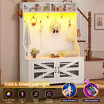 Itaar | Hall Tree with Bench and Shoe Storage 5 in 1 Entryway Bench with Coat Rack 10 Shoe Cubbies 9 Coat Hooks Barn Door Adjustable Shelf